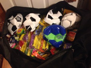 Example of one bag- still being packed!