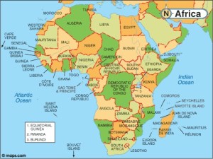 Map of Africa. We are headed to Kenya.