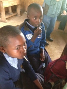 Children post deworm pill.