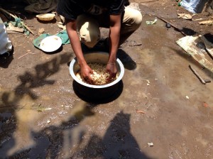 John helping show how to prepare the rice and beans. 