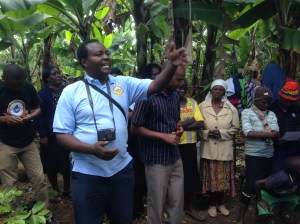 Stanley celebrating at house build.