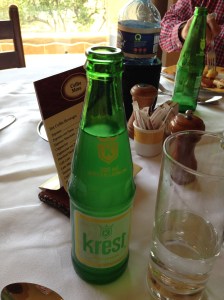 Bottled soda and bottled water (in back).